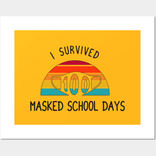 I survived 100 masked school days retro vintage funny gift Posters and Art